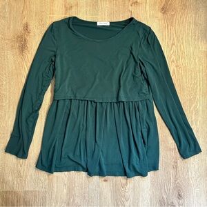 Bearsland Women’s Maternity Nursing Long Sleeve Emerald Green Top Size Small